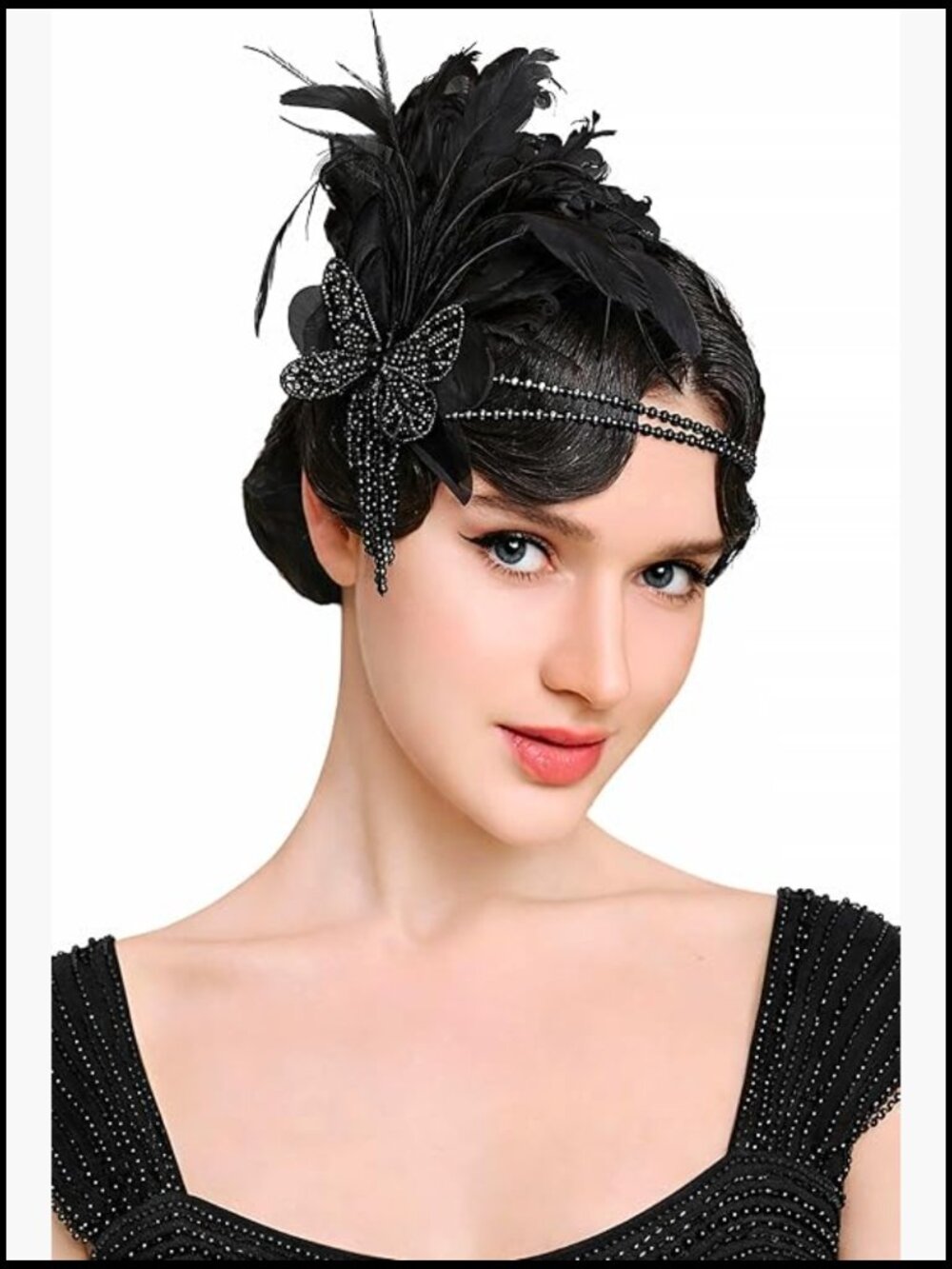 Vintage Flapper Feather Headband 1920s Gatsby Costume Headpiece Hair Accessory